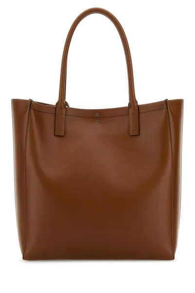 Valentino Caramel Leather Medium Vlogo Locker Shopping Bag