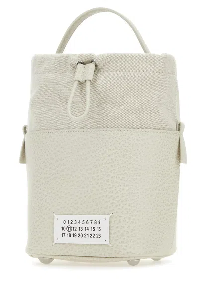 Maison Margiela Women Chalk Leather And Canvas Mini 5ac Bucket Bag