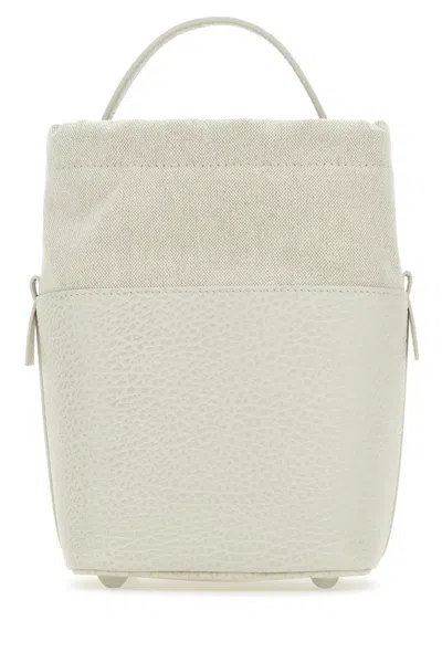 Maison Margiela Women Chalk Leather And Canvas Mini 5ac Bucket Bag