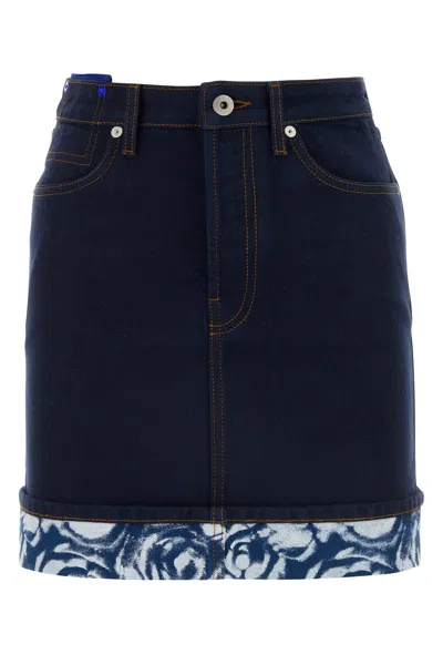 Burberry Heavyweight Denim Ekd Patch Mini Skirt