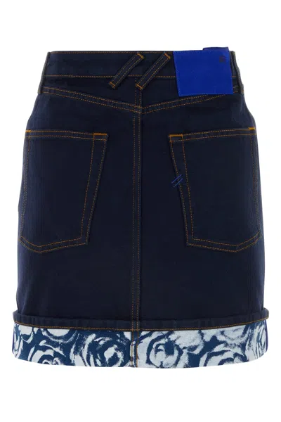 Burberry Heavyweight Denim Ekd Patch Mini Skirt