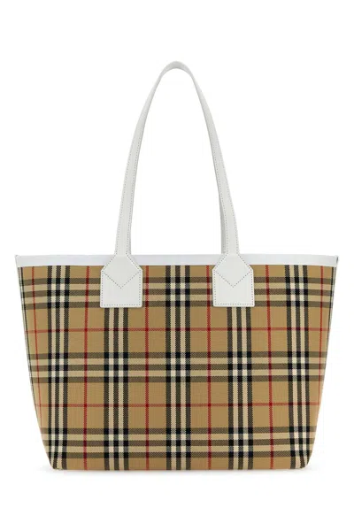 Burberry Vintage Check Pattern Tote Handbag For Women In Brown