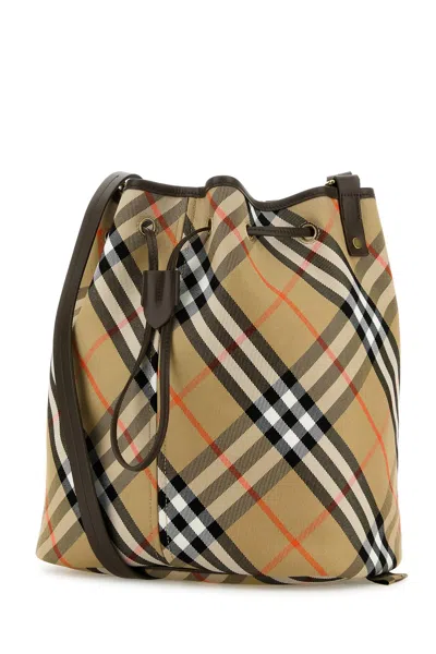 Burberry Women Embroidered Canvas Bucket Bag