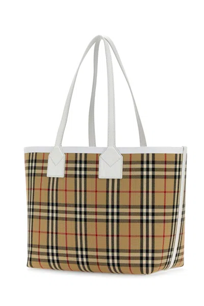 Burberry Vintage Check Pattern Tote Handbag For Women In Brown