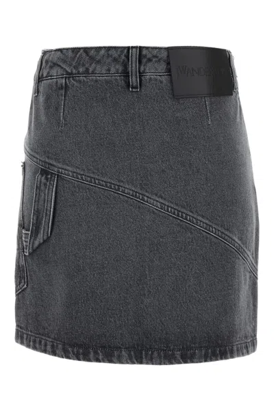 Jw Anderson Grey Denim Miniskirt