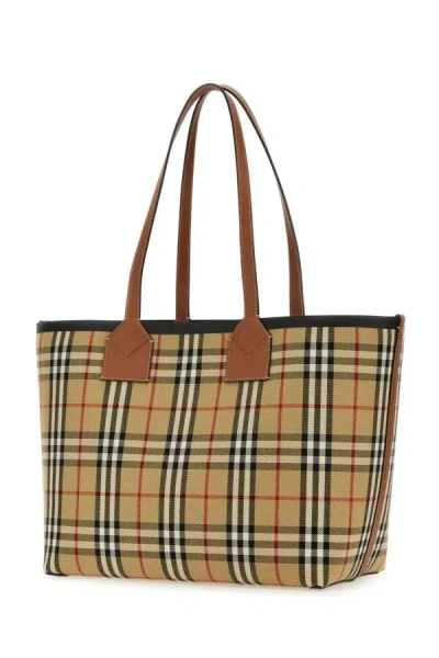 Burberry Embroidered Canvas Medium London Shopping Bag