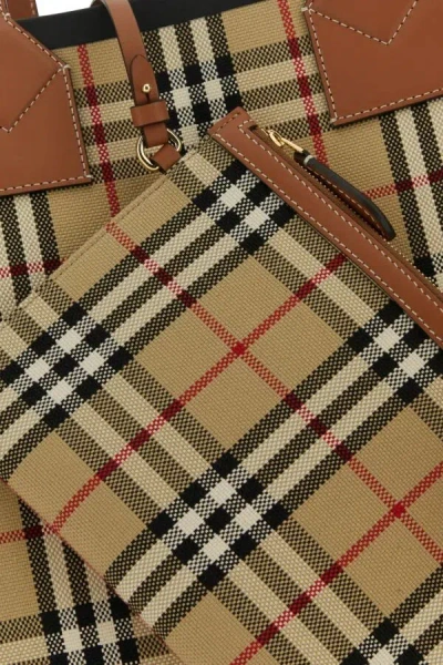 Burberry Embroidered Canvas Medium London Shopping Bag
