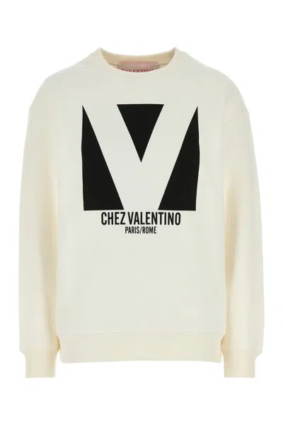 Valentino Garavani Women Ivory Cotton Sweatshirt