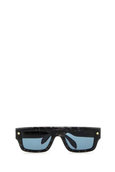 Alexander Mcqueen Marble-pattern Square-frame Sunglasses
