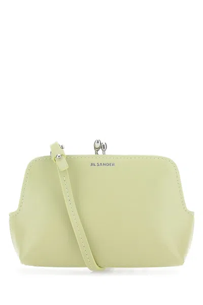 Jil Sander Pastel Green Leather Micro Goji Crossbody Bag In Green