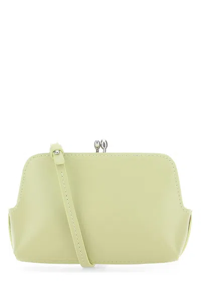 Jil Sander Pastel Green Leather Micro Goji Crossbody Bag In Green