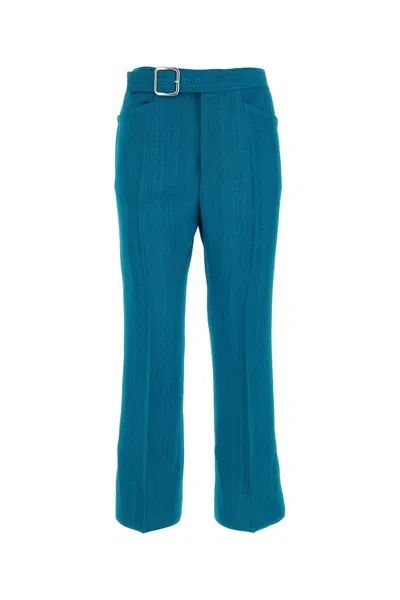 Jil Sander Petrol Blue Viscose Blend Pant In Blue