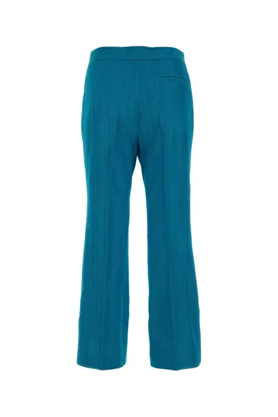 Jil Sander Petrol Blue Viscose Blend Pant In Blue
