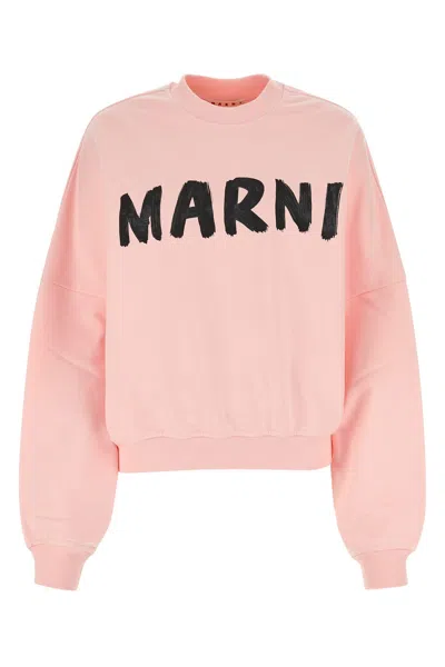 Marni Ribbed Logo Knit Crewneck With Dropped Shoulders
