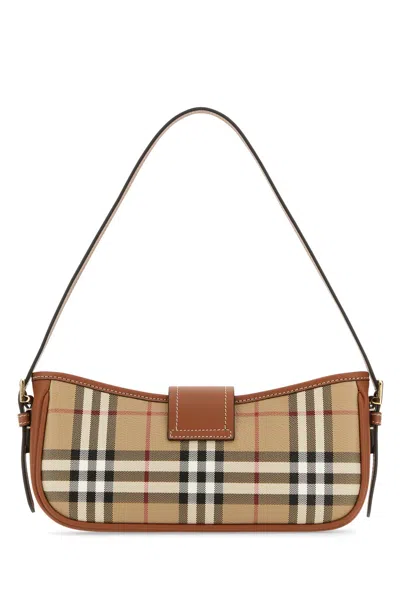 Burberry Canvas Sling Shoulder Bag With Checkered Pattern