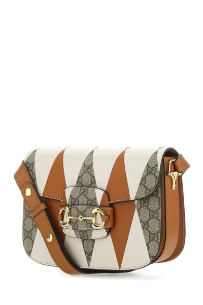 Shop Gucci Printed Gg Supreme And Leather Horsebit 1955 Shoulder Bag
