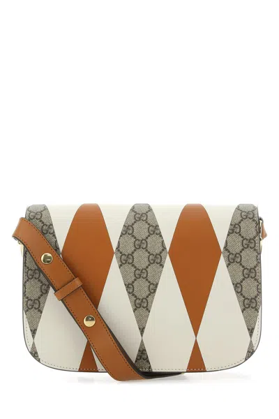 Gucci Women Printed Gg Supreme And Leather Horsebit 1955 Shoulder Bag