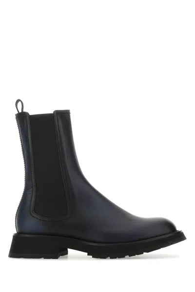 Alexander Mcqueen Ankle Boot Leather Black Anthracite