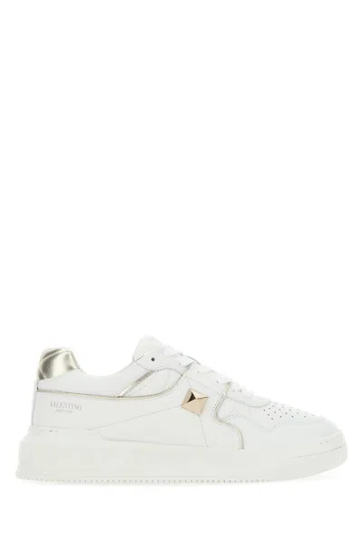 Valentino White Nappa Leather One Stud Sneakers