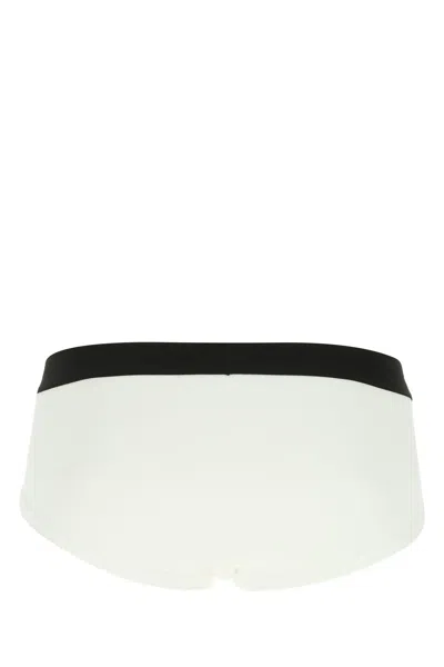 Tom Ford Mens White Branded-waistband Fitted Pack Of Two Stretch-cotton Briefs L
