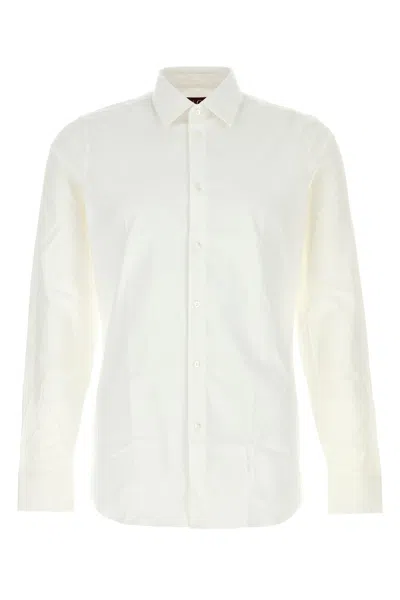 Gucci White Shirt With Pointed Collar And Bee Embroidery In Cotton Stretch Man In White