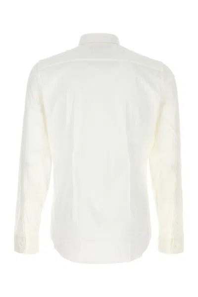 Gucci White Shirt With Pointed Collar And Bee Embroidery In Cotton Stretch Man In White