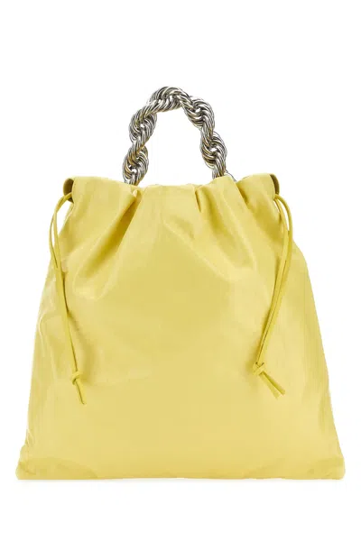Jil Sander Metallic Top-handle Leather Tote Bag In Yellow