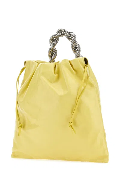Jil Sander Metallic Top-handle Leather Tote Bag In Yellow
