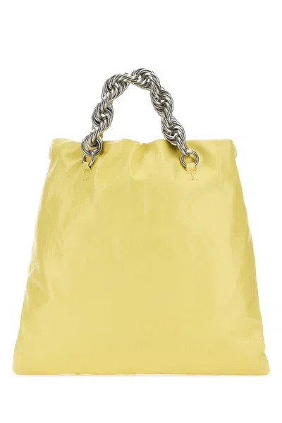 Jil Sander Metallic Top-handle Leather Tote Bag In Yellow