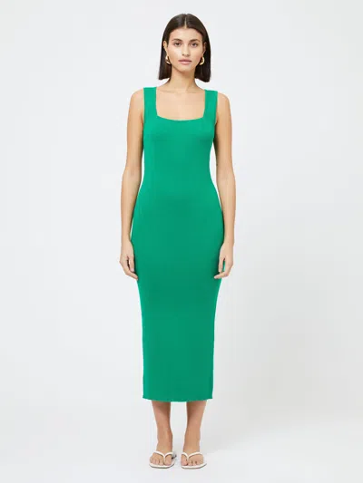 French Connection Cotton Square-neck Dress In Mozza In Green