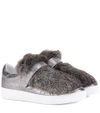 MONCLER Lucie fur-trimmed metallic leather sneakers
