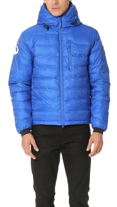 Canada Goose Pbi Lodge Slim Fit Packable 750 Fill Power Down Hooded Jacket In Blue