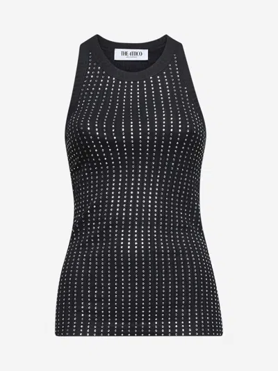 Attico Black Hotfix Crystal Tank Top