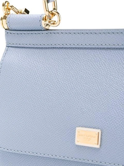 Shop Dolce & Gabbana Small Sicily Leather Shoulder Bag In Blue
