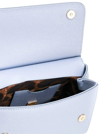 Shop Dolce & Gabbana Small Sicily Leather Shoulder Bag In Blue