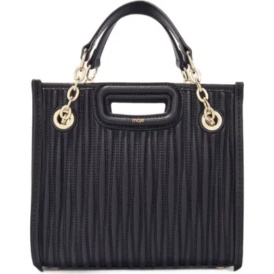 Maje Mini Quilted Leather Tote Bag In Black