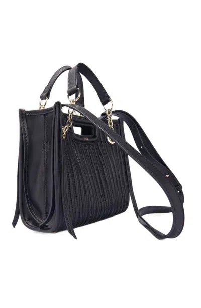 Maje Mini Quilted Leather Tote Bag In Black