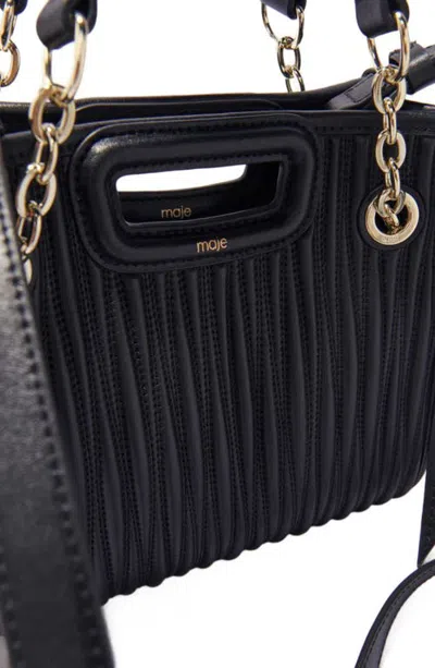 Maje Mini Quilted Leather Tote Bag In Black