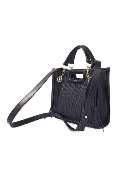 Maje Mini Quilted Leather Tote Bag In Black