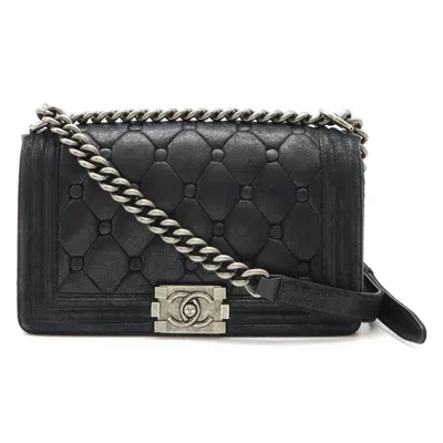 Pre-owned Chanel Black Suede Leather Shoulder Bag ()
