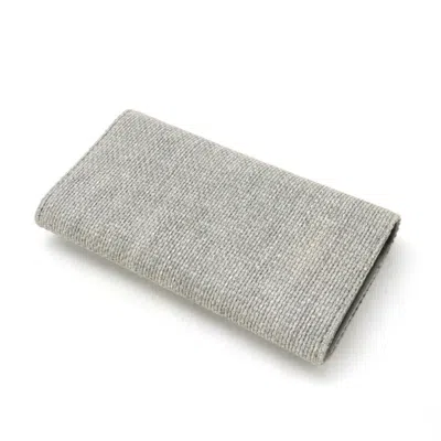 Pre-owned Chanel Light Gray Canvas Leather Long Wallet (bi-fold) ()