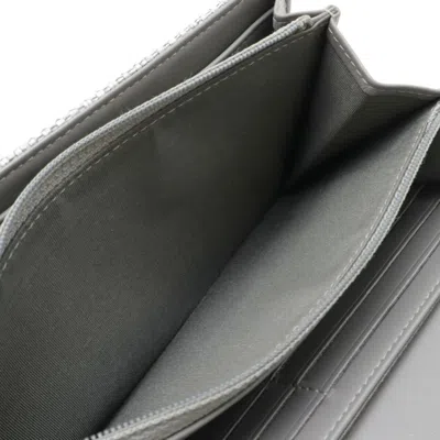Pre-owned Chanel Light Gray Canvas Leather Long Wallet (bi-fold) ()