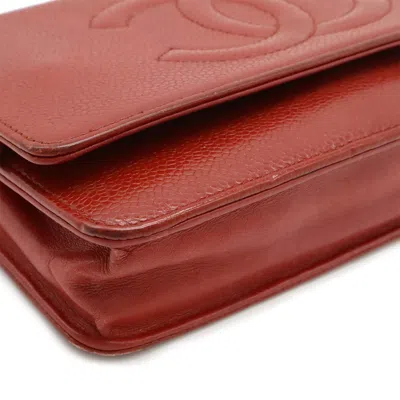 Pre-owned Chanel Red Color Caviar Leather Shoulder Bag ()