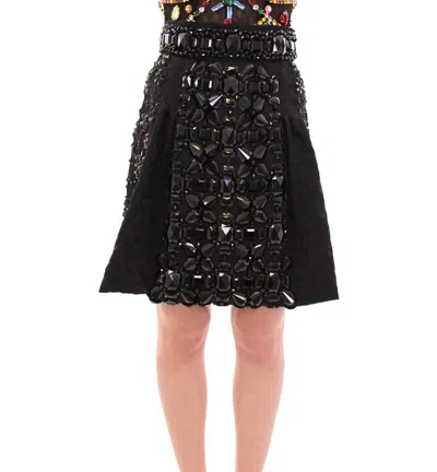 Dolce & Gabbana Black Crystal Embellished Masterpiece Skirt In Black