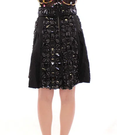 Dolce & Gabbana Black Crystal Embellished Masterpiece Skirt In Black
