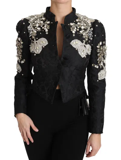 Dolce & Gabbana Elegant Black Silver Baroque Jacket In Black
