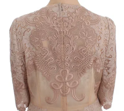 Dolce & Gabbana Pink Silk Lace Ricamo Shift Gown Dress In Pink