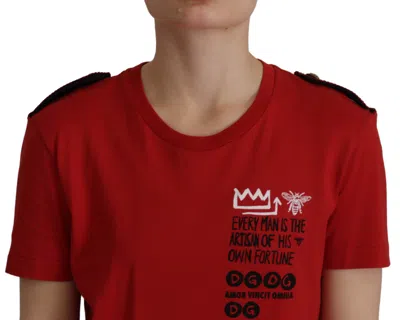 Dolce & Gabbana Red Amor Vincit Omnia Crewneck T-shirt In Red