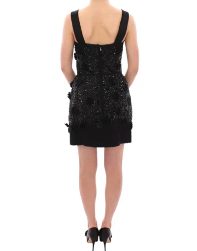Dolce & Gabbana Black Floral Crystal Embedded Dress In Black