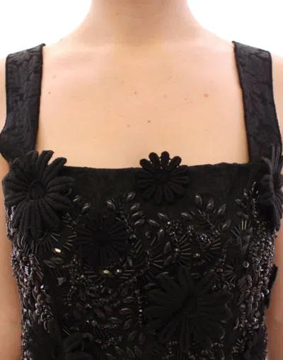 Dolce & Gabbana Black Floral Crystal Embedded Dress In Black